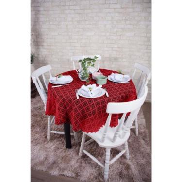 Imagem de Toalha de Mesa Redonda Renda Estampada 1,40m - JCM, Vermelho
