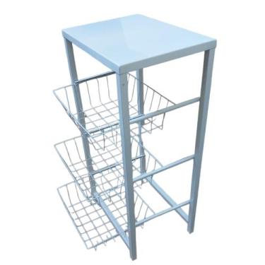 Imagem de Fruteira de Chão para Cozinha com 3 cestos Móvel com Tampo em chapa pa