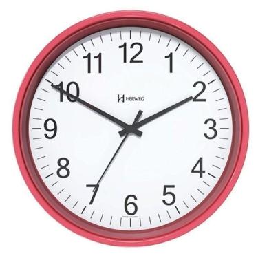 Imagem de Relógio De Parede Preto 22 Cm Herweg Tictac 6101 Vermelho - Vermelho