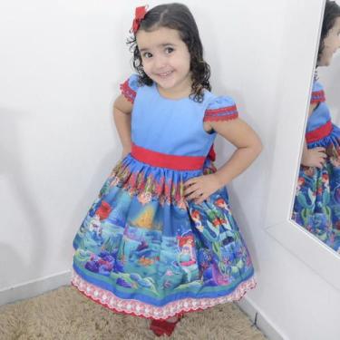 Imagem de Vestido infantil festa da pequena sereia Ariel - Moderna Meninas, 14 -