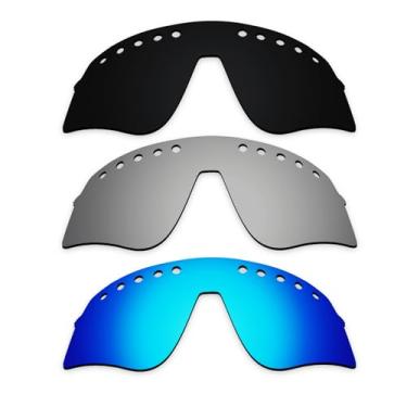 Imagem de Alphax Lentes de reposição polarizadas pretas e de titânio e azul gelo para óculos de sol esportivos Oakley Sutro Lite Sweep Vented OO9465