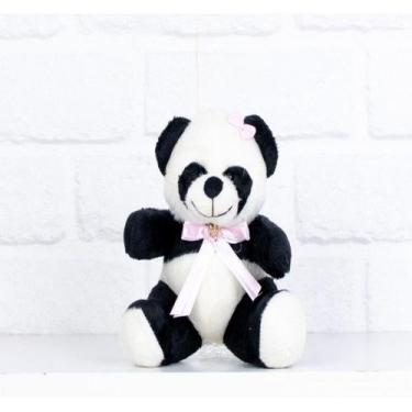 Imagem de Urso tedde panda, pelucia 12 cm - laços  - CKD CONFECCOES, Laço rosa