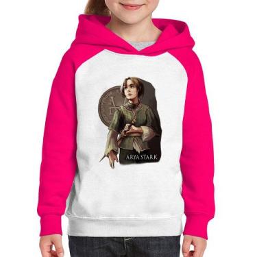 Imagem de Moletom Infantil Arya Stark Valar Morghulis - Foca na Moda, Branco, Ro