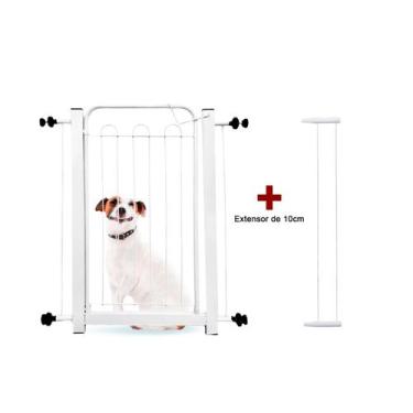 Imagem de Cercado Grade Pet E Crianças Portão Branco Com extensor 10cm - Ferrage