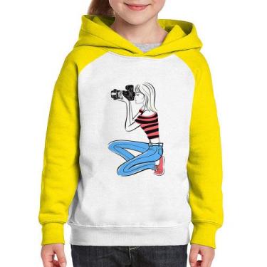 Imagem de Moletom Infantil Fotógrafa Art - Foca na Moda, Branco, Amarelo, 4