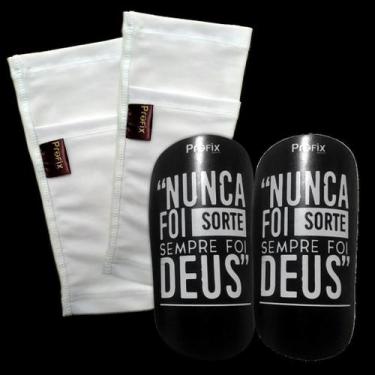 Imagem de Caneleira nunca foi sorte + porta caneleira branco - PROFIX SPORTS, M 