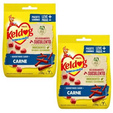 Imagem de Kkit 2 petisco keldog cães bifinho criadores mini carne 500g - Kelco