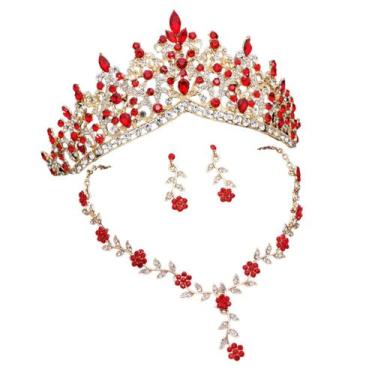 Imagem de Kit Tiara Coroa + Colar Brinco Debutante Noiva Alto Luxo - VALLEN ACES