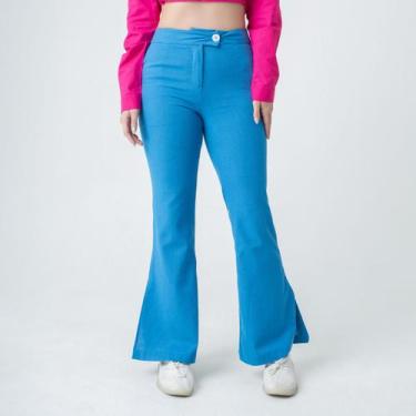 Imagem de Calça susie flare fenda feminina - Susie Modas, Azul, P, 10 unidades