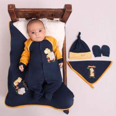 Imagem de Saída De Maternidade Listradinha Roupinha De Bebê - Asas de Anjo, Azul