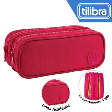 Imagem de Estojo Duplo Tilibra Escolar Juvenil Académie Grande, Rosa Cereja