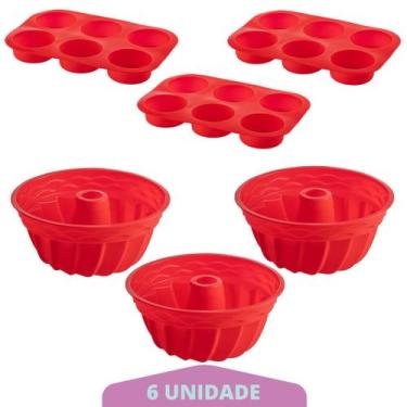 Imagem de 3 Kit Forma Cupcake + Forma Espiral Sortida Pudim Silicone - QUALITY H