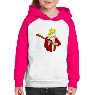 Imagem de Moletom Infantil Baseball Girl - Foca na Moda, Branco, Rosa, 4
