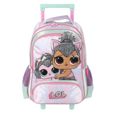 Imagem de Mochila de Rodinhas Sem Alça Luxcel Lol Violeta e Verde
