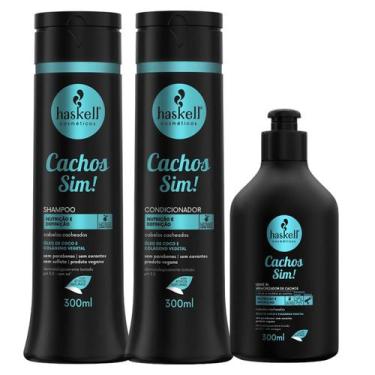 Imagem de Kit Haskell Cachos Sim Shampoo Condicionador + Leave In Memorizador de