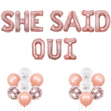 Imagem de Wonmelody Decorações de chá de panela com tema de Paris para mulheres She Said Oui balões bandeira balão francês tema francês decoração de chá de panela para noivado, casamento, despedida de solteira,