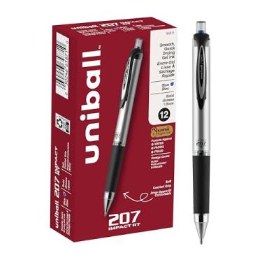 Imagem de Caneta de gel Uniball 207 Impact, retrátil, negrito 1 mm, tinta azul, preto/azul