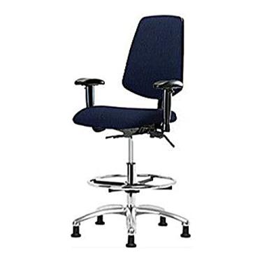 Imagem de Thomas 1163G28 Cadeira de tecido de altura média com encosto médio sem inclinação e braços, base cromada, anel de pé cromado, desliza, azul marinho