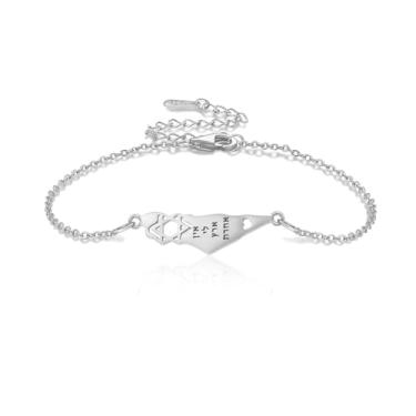 Imagem de VASSAGO Pulseira com mapa da Palestina de Israel para mulheres e homens, pulseira de aço inoxidável, pulseira ajustável Israel Palestina com elos Magen David, joias judaicas, One Size, Aço inoxidável,