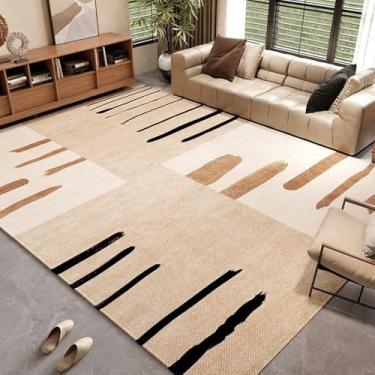 Imagem de Abstrato Listrado Tapete Arte Floral Decorativo Tapete Bege Grande Tamanho Sala de Estar Tapetes Confortáveis Fácil de Limpar Quarto Tapetes, YHT027,3,B,300x400CM