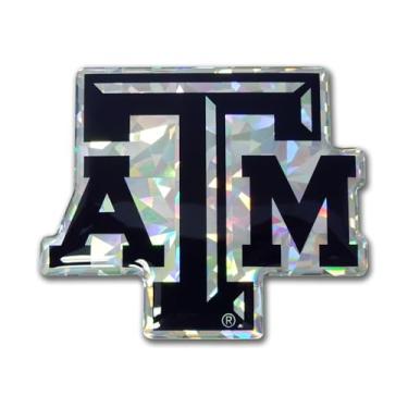 Imagem de Emblema de adesivo automotivo refletivo 3D com decalque redomado em prata Ektroplate Texas A&M