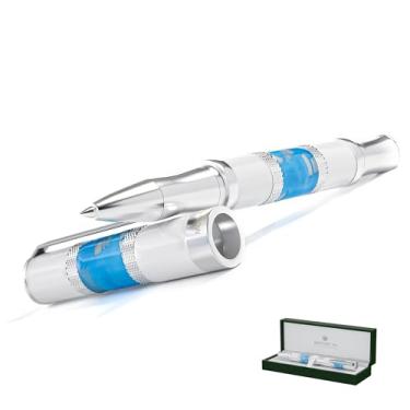 Imagem de Monteverde Caneta esferográfica USA Regatta Sport, Santorini branca e azul – Resina premium, caneta esferográfica recarregável, refis padrão