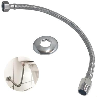 Imagem de Dona D Cor, Engate Mangueira Flexível 50cm Inox 304 Trançado Macho x Femea Rabicho Entrada 1/2 Ligação Água Quente Fria Lavadora Caixa Acoplada Vaso Sanitário