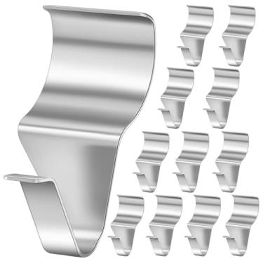 Imagem de Jecten Pacote com 12 ganchos de revestimento de vinil, ganchos de tapume para cordão de luzes, clipes de revestimento de vinil de aço inoxidável para pendurar ao ar livre, resistentes, ganchos de