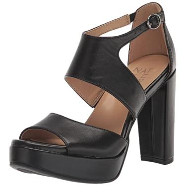Imagem de Naturalizer Sandália feminina Mae com tira no tornozelo e salto, Couro preto, 38