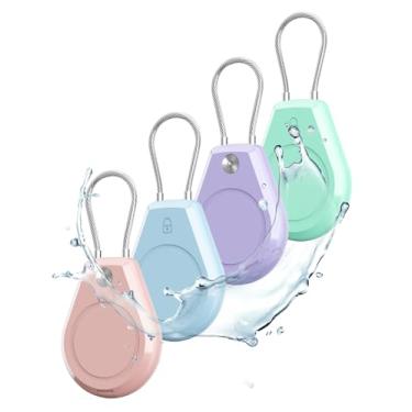 Imagem de Porta-chaves AirTag à prova d'água compatível com Apple AirTag, pacote com 4, capa e porta-chaves AirTag resistente a arranhões para localizador de itens GPS, acessórios para viagens, cães, gatos,