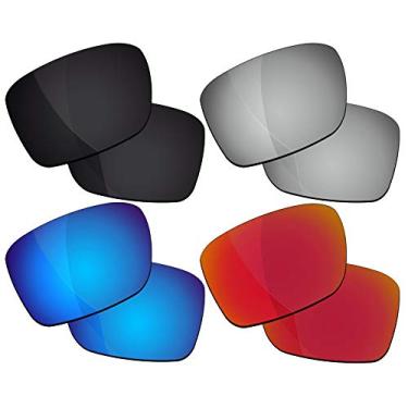 Imagem de RockShell Lentes polarizadas de substituição para óculos de sol Oakley TwoFace OO9189 - Preto Jet + Vermelho Lava + Azul gelo + GT Prata