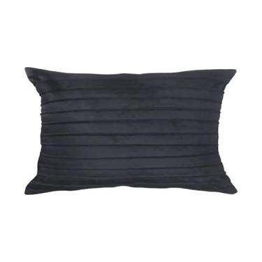 Imagem de Capa para Almofada Drapeada Line em Veludo Retangular Cinza Chumbo