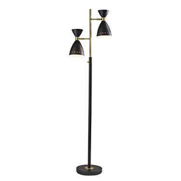 Imagem de Adesso 4285-01 Lâmpada Oscar Tree, 172,7 cm, 2 x 40W, Preto com Latão Antigo, 1 Luminária de Chão