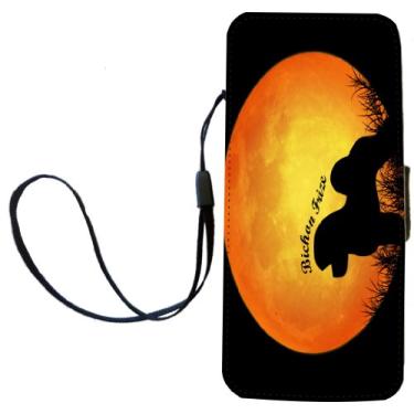 Imagem de Rikki Knight Capa carteira flip Bichon Frize Dog Silhouette By Moon com aba magnética para iPhone 5/5s - Silhueta Bichon Frize Dog da Moon