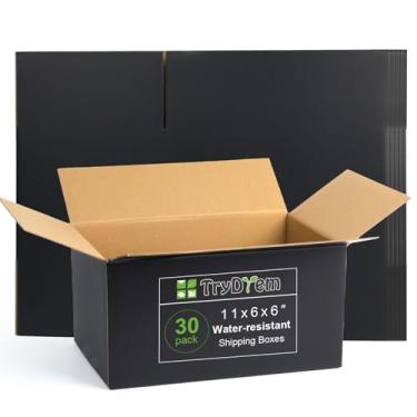 Imagem de TryDrem Caixas de Remessa Médias 11X6X6", Pacote com 30 Caixas de Papelão Ondulado Preto, Caixas de Embalagem para Correspondência para Pequenas Empresas