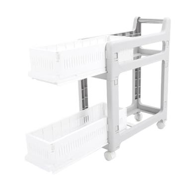 Imagem de Carrinho utilitário com rodinhas, carrinho de armazenamento fino de grande capacidade com rodas universais e cestos de gavetas deslizantes multiuso (2º nível)