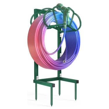 Imagem de Qatsrin Novo suporte de mangueira de jardim, suporte de mangueira de água super estável comporta mangueira de 30 metros, suporte de armazenamento de mangueira independente removível para fazenda de