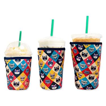 Imagem de Baxendale — Manga de café gelado para bebidas frias, pacote com 3 unidades, de neoprene para bebidas frias, reutilizável, compatível com Starbucks Dunkin