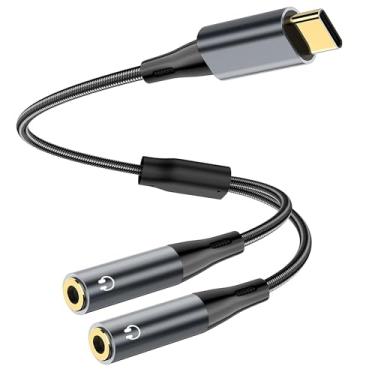 Imagem de AWILNI Adaptador de microfone USB C para divisor de fone de ouvido fêmea duplo de 3,5 mm, áudio Hi-Fi e divisor de entrada de microfone para iPhone 15 Pro Max/15 Pro/15 Plus, MacBook, Samsung Galaxy