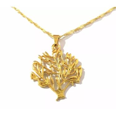 Imagem de Colar Cordão Gargantilha Arvore Da Vida Folheado