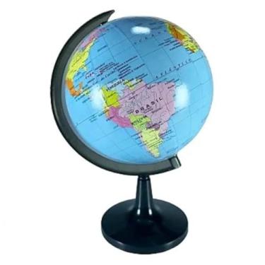 Imagem de Globo Terrestre Mesa Giratório 20cm Altura Educativo Escolar Geografia Mapa Mundi Político Escritório Casa Decorativo 10,5cm Diâmetro Palavras em Português