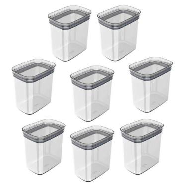 Imagem de Kit 8 Potes 1,5L Porta Tempero Hermetico OU Block 10x15x16cm