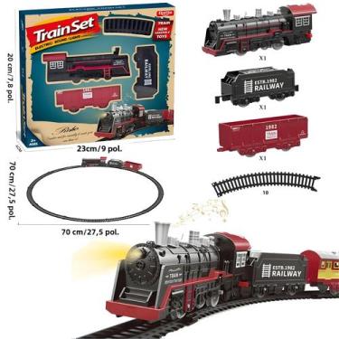 Imagem de Trem Elétrico a Vapor Infantil - Conjunto de Brinquedo de Simulação Fe