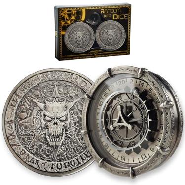 Imagem de Random King Dice Set from Unique Dice Metal Wheel Spinner for Dungeons and Dragons DND Role Playing Prop Accessories Gift with Box Color - Silver