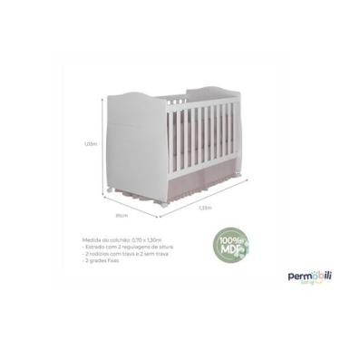 Imagem de Berço Permobili Conforto Americano mini cama MDF, Branco