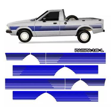 Imagem de Kit Adesivo Faixa Lateral Traseira Ford Pampa 1.6 L Azul - Resitank