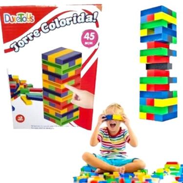 Imagem de Torre Colorida DucToys, Jogo de Empilhar com 45 Peças, Brinquedo Educativo Ótimo para Crianças e Pais