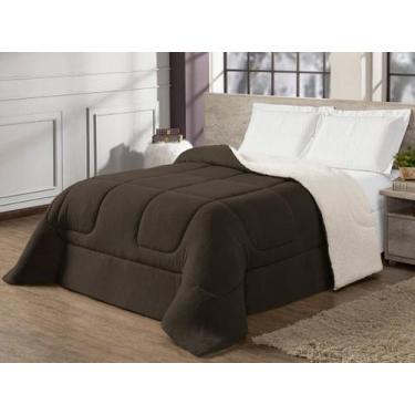Imagem de Coberdrom Sherpa Queen Edredon Pele De Carneiro Marrom - Charme do Det