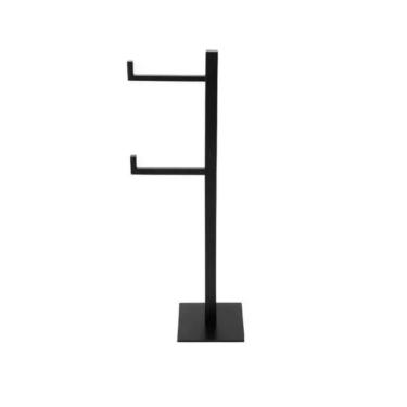 Imagem de Papeleira Quadrada Dupla Porta Papel Chão Preta