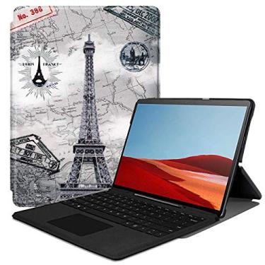 Imagem de Capa de couro para Microsoft Surface Pro X de 13 polegadas, capa fólio ultrafina para suporte leve de 13 polegadas New Surface Pro X 2019 (compatível com tablet com teclado tipo capa), Tower, 13"